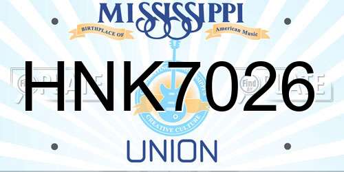 HNK7026 Mississippi License Plate