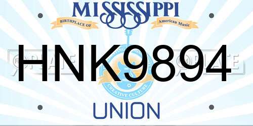 HNK9894 Mississippi License Plate