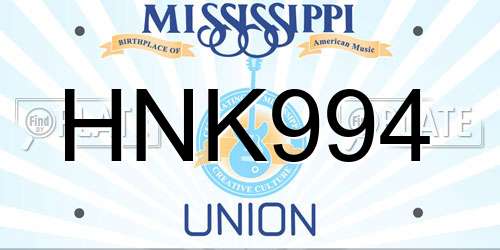 HNK994 Mississippi License Plate