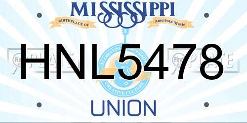 HNL5478 Mississippi License Plate