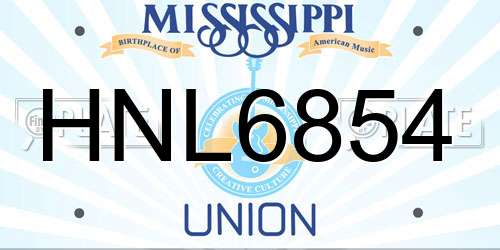 HNL6854 Mississippi License Plate