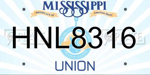 HNL8316 Mississippi License Plate