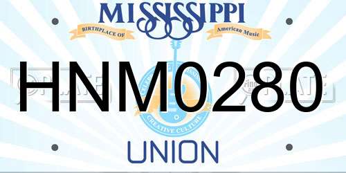 HNM0280 Mississippi License Plate