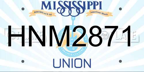 HNM2871 Mississippi License Plate