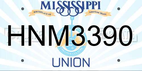HNM3390 Mississippi License Plate