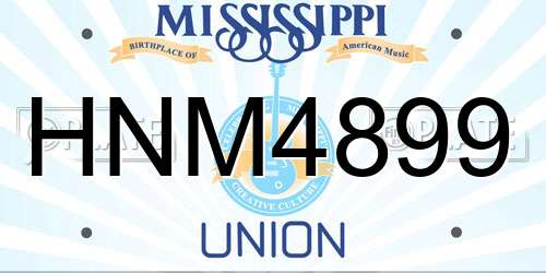 HNM4899 Mississippi License Plate