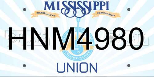 HNM4980 Mississippi License Plate
