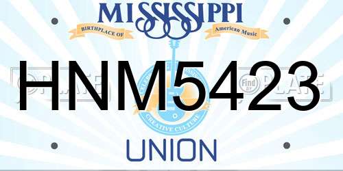 HNM5423 Mississippi License Plate
