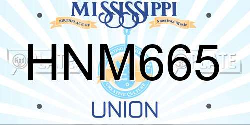 HNM665 Mississippi License Plate