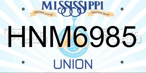 HNM6985 Mississippi License Plate