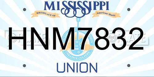 HNM7832 Mississippi License Plate