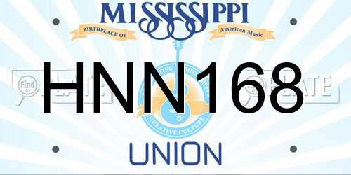 HNN168 Mississippi License Plate