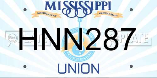HNN287 Mississippi License Plate