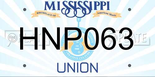 HNP063 Mississippi License Plate