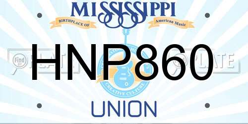HNP860 Mississippi License Plate