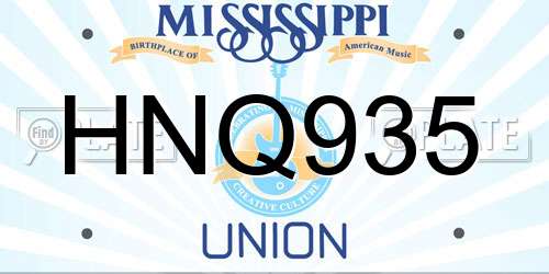 HNQ935 Mississippi License Plate