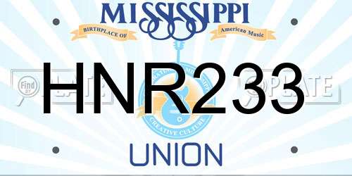 HNR233 Mississippi License Plate