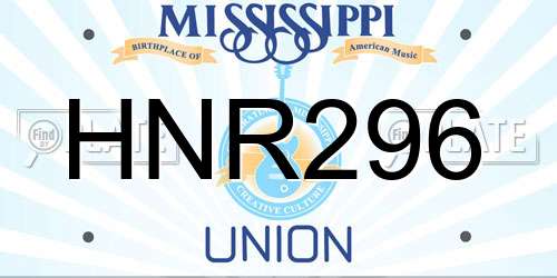 HNR296 Mississippi License Plate