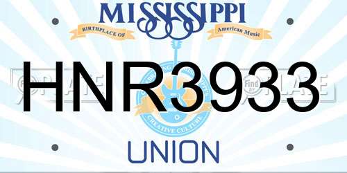 HNR3933 Mississippi License Plate
