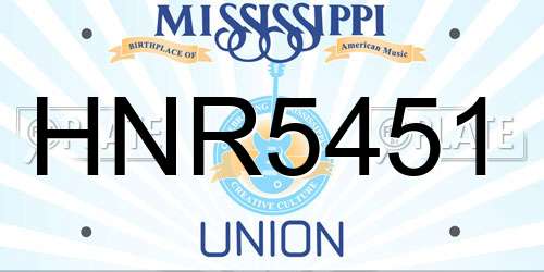 HNR5451 Mississippi License Plate