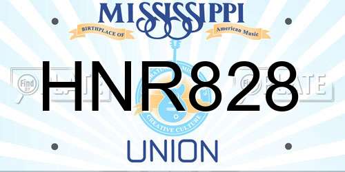 HNR828 Mississippi License Plate