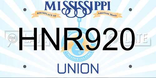 HNR920 Mississippi License Plate
