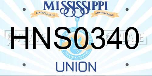 HNS0340 Mississippi License Plate