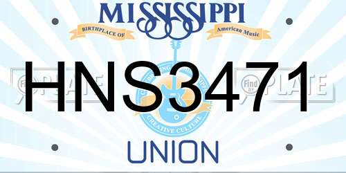 HNS3471 Mississippi License Plate