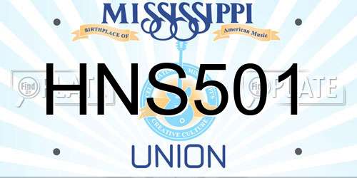 HNS501 Mississippi License Plate