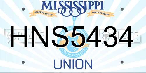 HNS5434 Mississippi License Plate