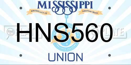 HNS560 Mississippi License Plate