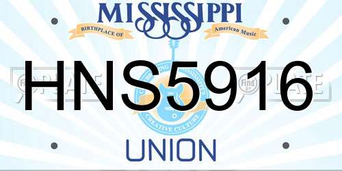 HNS5916 Mississippi License Plate