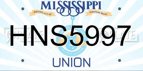 HNS5997 Mississippi License Plate