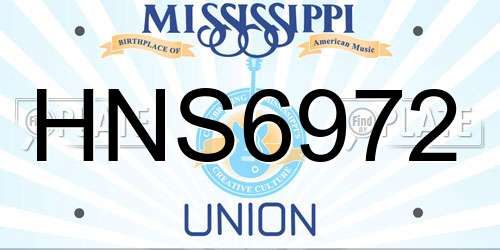HNS6972 Mississippi License Plate