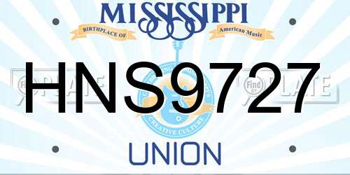 HNS9727 Mississippi License Plate
