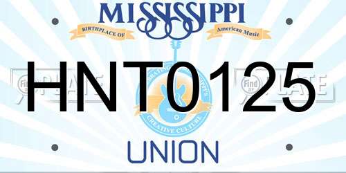 HNT0125 Mississippi License Plate