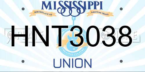 HNT3038 Mississippi License Plate