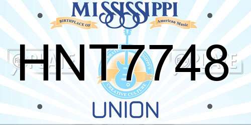 HNT7748 Mississippi License Plate
