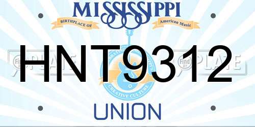 HNT9312 Mississippi License Plate