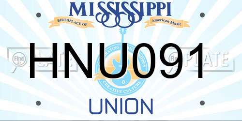 HNU091 Mississippi License Plate