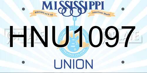 HNU1097 Mississippi License Plate