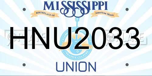 HNU2033 Mississippi License Plate