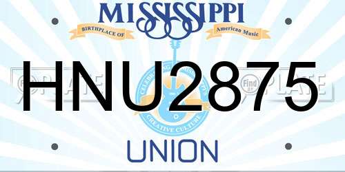 HNU2875 Mississippi License Plate