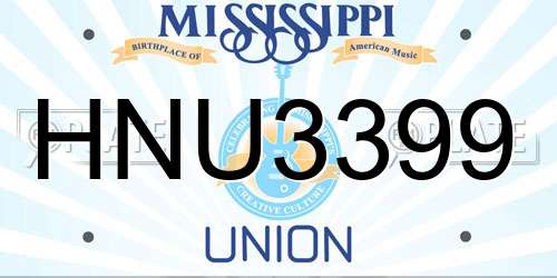 HNU3399 Mississippi License Plate