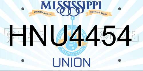 HNU4454 Mississippi License Plate
