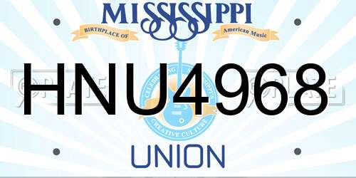HNU4968 Mississippi License Plate