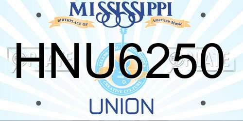 HNU6250 Mississippi License Plate