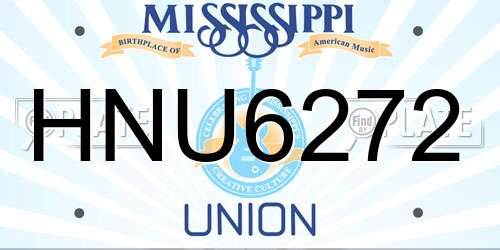 HNU6272 Mississippi License Plate