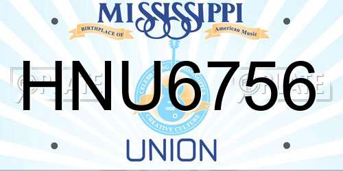 HNU6756 Mississippi License Plate