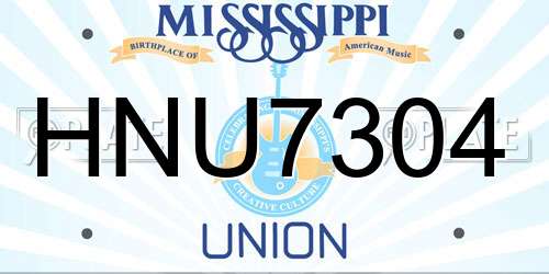 HNU7304 Mississippi License Plate